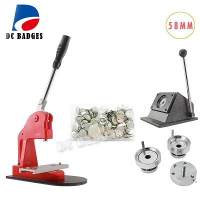 China Home Use 58mm Badge Making Machine + Metal Paper Cutter + 500 Blank Plastic Badge Buttons for sale