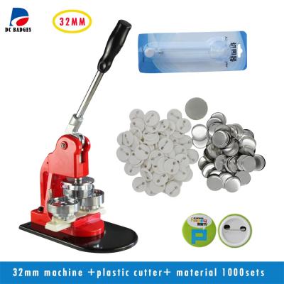 China DIY Making Badges 32mm Button Machine Kit Pin Badge Maker with 500set Button Material and Paper Cutter for sale