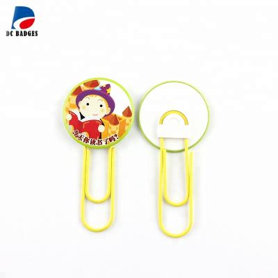 China Newest Paper Clip Material 58MM Bookmark Button Badge Blank Bookmark Paperclip Button for sale