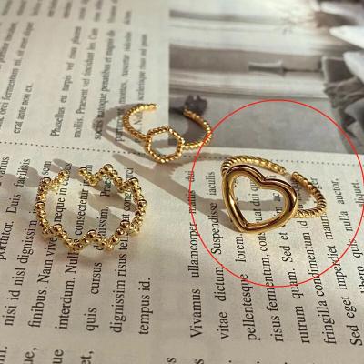 China Fashionable High Quality Gold Plated Ring 18k Gold Rings 18k Gold Vintage Ins Real American European Gold Plated Ring for sale