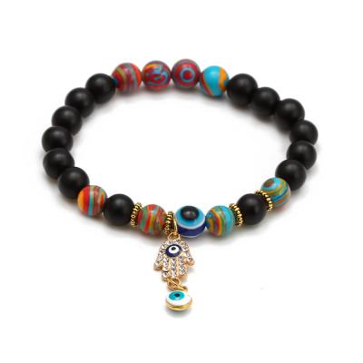 China Newly Fashion Ethnic European and American Agate Stone Lovers Watch Bracelet Bead Charm Bracelet Evileye Bracelets for sale