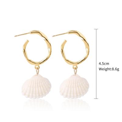 China Luxury Vintage CLASSIC/Fashion Hanpai Retro Seashell Beach Shell Drop Earrings Long Wholesale Geometric Stud Earrings for sale