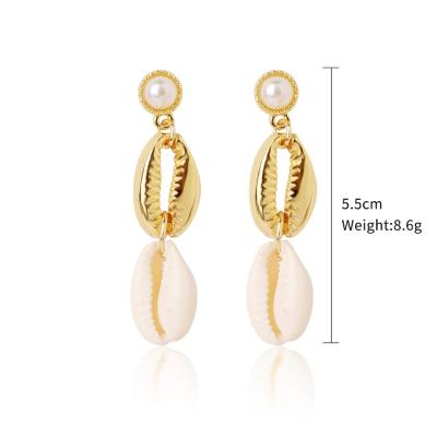 China Factory CLASSIC/Fashion Long Shell Alloy Pendant Statement Drop Earrings Boho Beach Natural Jewelry Earrings For Women Gift for sale