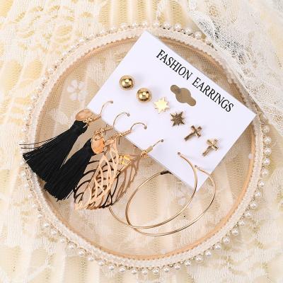 China TRENDY big circle dangle to combine black cute stud earrings tassel earring SETS for women long earrings jewelry for sale