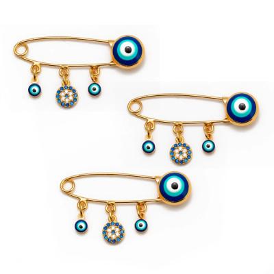 China ALLOY Lucky Eye Brooch Crystal Devil's Eye Blue Eyes Dangling Palm Pin Brooch Women Tassel Brooch for sale