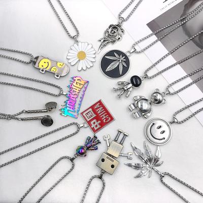 China Creative hiphop style necklace of European and American retro Hiphop titanium steel necklace pendant male necklace for sale