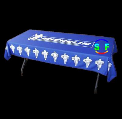 China Print Stretch Disposable Custom Table Cover Fitted Drape Logo Trade Show Tablecloths Throw Runner Tablecloths for sale