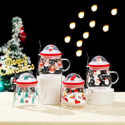 China Viable Christmas Glass Christmas Tree Santa Claus Snowman Pattern Mug Creative Design for sale