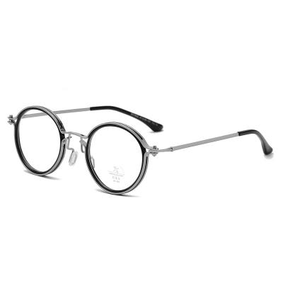 China Fashionable Blue Light Anti Optical Frame Computer Glasses Round Metal Clear Glasses For Men Women Glasses Frame Optical Spectacle for sale