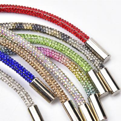 China Bags Wholesale  6mm Round 120CM Rhinestone Hoodie Drawstring String for DIY Trouser Hoodie Dress Belt Accessories for sale