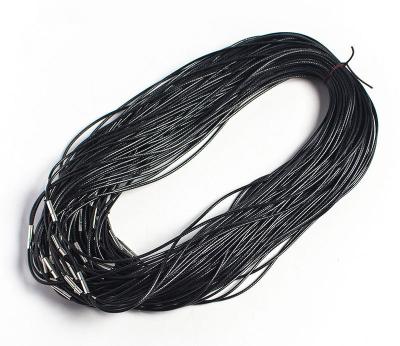 China Jewelry Making Ins Hot Sale 1.5mm Wax Wire Cord Necklace Waxed Leather Chains Rope Chain Necklace With Stainless Steel Clasp for sale