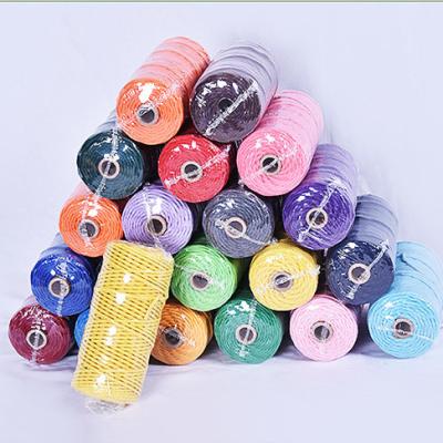 China Sustainable Customized Factory Macrame Cord 5mm 6mm 100 Meter Twisted Cotton Braid Cord Multi Color Length Waist Rope for sale