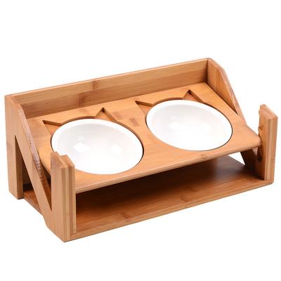 China Stocked oblique bamboo dining table stand for cats chases kitten and puppy pet rolls 2020 new trend for sale