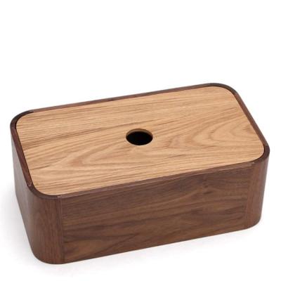 China Multifunctional High Quality Pretty Durable Brown Walnut Rectangle Handmade Tissue Box Wood Box for sale