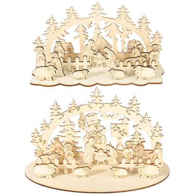 China 2020 new trend of Christmas ornaments Christmas decorations unpainted wooden craft wooden desk decorations for sale