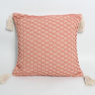 China Removable High Quality Solid Color Design Pillow Case Cushion Cover Sofa With Tassels for sale