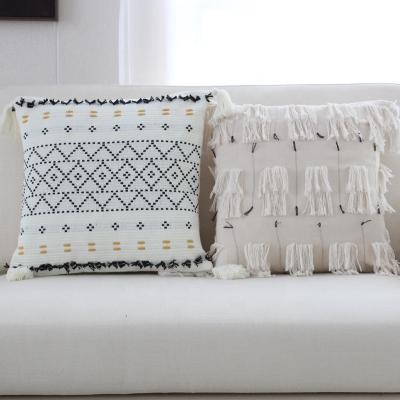 China Removable high quality luxury pillow case boho cushions tassel boho pillow cover for sale