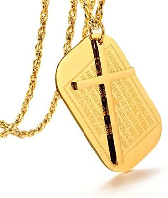 China Stainless Steel Logo Cross Dog Tags Pendant Custom Made Jesus Scripture Necklace Laser Hot Sale for sale