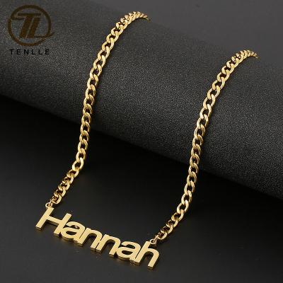 China TRENDY Personalized Custom Text Letter Stainless Steel Pendant Necklace For Women Jewelry for sale