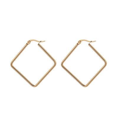 China TRENDY Fashion Jewelry Gold Plated Stainless Steel Stud Earrings For Women Geometric Hoop Earrings Circle Earrings for sale