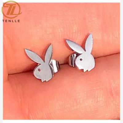 China Fashionable High Quality Hip Hop Rock Rabbit Stainless Steel Cute Animal Stud Earring Stainless Steel Stud Earrings For Gift for sale