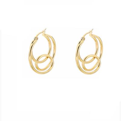 China New Fashion Wholesale Stainless Steel Geometry Earring Circle HD Gold Hoop Earrings With Best Quality for sale