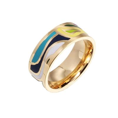 China FASHIONABLE Gold Stainless Steel Popular Enamel Ring Sets Engagement Ring With Good Quality for sale