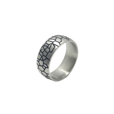 China TRENDY Simple Fashion Stainless Steel Ring For Men With Antique Finish for sale