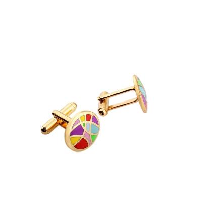 China Luxury Custom Stainless Steel Men Shirt Cufflinks Multi Color Enamel Cufflink Set for sale