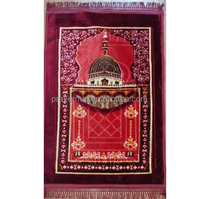 China Factory Non Slip Wholesale Supplier For Quality Printed Embossed Raschel Prayer Mat With Fringes Non Slip Cover for sale