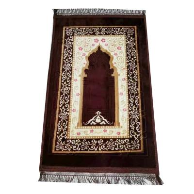 China Factory Price Wholesale Cheap Non Slip Muslim Quality Printed Embossed Weft Knitting Prayer Mat For Kids And Adult Prayer for sale