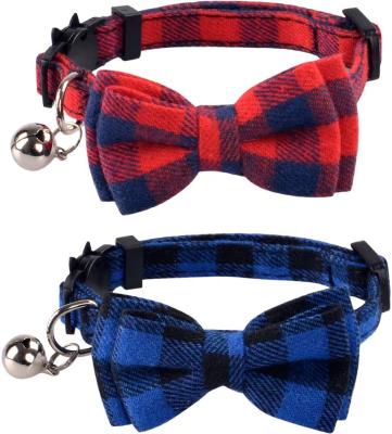 China Thoughtful 2 Packs/Set Cat Collar Breakaway with Cute Bowtie and Bell for Kitty Adjustable Safety Plaid for sale