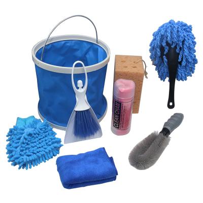 China Super Soft Universal Car Microfiber Towel Drying Cloth Care Cleaning Wash Cloth No Scratch Brush Sponge Kit For Car Tool for sale