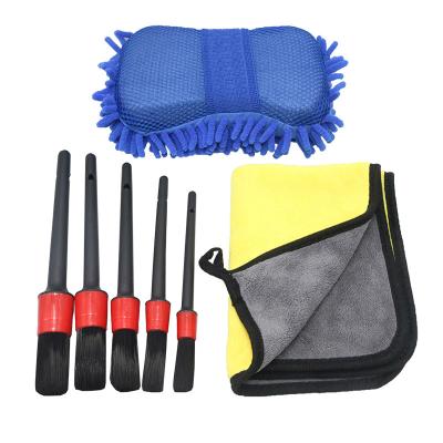 China 7 Pcs PP/Microfiber/Plastic PP/Microfiber/Plastic Multifunctional Portable Brush Car Car Washing Machine Beauty Car Wash Station Towel Cleaning Tool Kit for sale