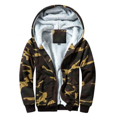 China Anti-wrinkle Winter Thicken Camouflage Long Sleeve Zip Up Street Wear Mens Hoodie for sale