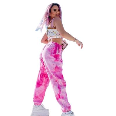 China 2020 Fashionable Anti-wrinkle Women Girls Tie Dye Sweatpants Shape Street Wear Tie Dye Jogger Pants for sale