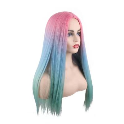 China Jerry Curl European Hair Wig Film Title Color Matching Top and American Long Straight Wig Long Hair for sale