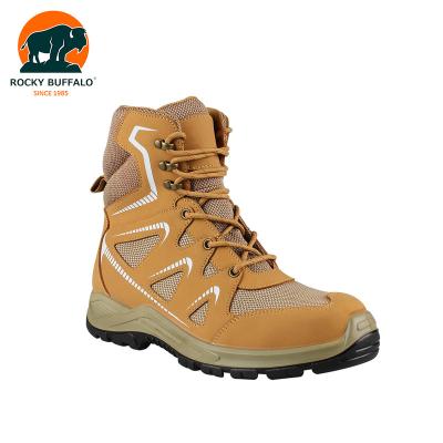 China Cold Cemented Rubber Outsole Sports Extraction Genuine Leather Anti-skid Rise Safety Shoes For Men With Steel Toe Caps Wholesale Online for sale