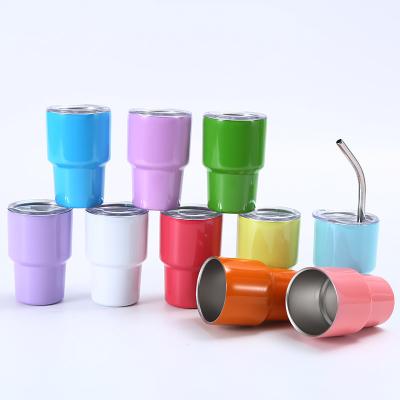 China Stocked new design double wall stainless steel shot cups coffee cups tumbler for sublimation 2oz mini tumbler shot glass with straw for sale