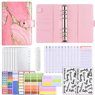 China Spiral A6 Planner Organizer PU Leather Notebook Schedule Daily Weekly Monthly School Office Planner A6 Budget Binder With Envelopes for sale