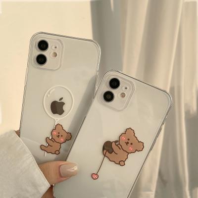 China Transparent Clear Mobile Phone Case 2022 Cute Cartoon Shockproof TPU Bear Cute Bear For iPhone XR 11 12 13 Pro Max Max for sale