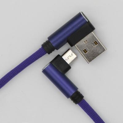 China Mobile Phone 2M 3M Nylon Braid Double L Game Gaming 90 Degree Elbow USB Cable Android 2.4A Fast Charging Cable For iPhone 6 7 X 11 12 for sale