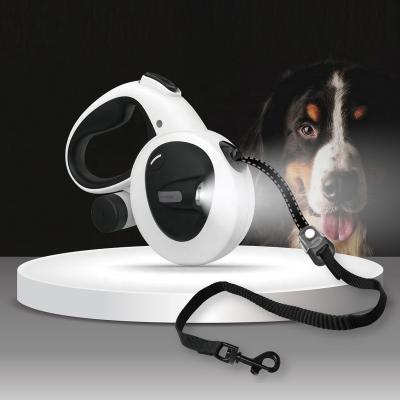 China Reflective Led Light Illuminated Reflective Retractable Dog Leash Running Pet Lead With Bag Waste Dispenser for sale