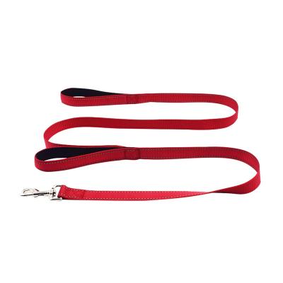 China High Quality Padded Double Handle Pet Dog Lead Nylon Padded Reflective Leash 6FT Long for sale