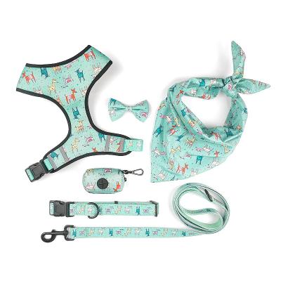 China Reflective Polyester Neoprene Dog Vest Harness Collar Leash Set for sale