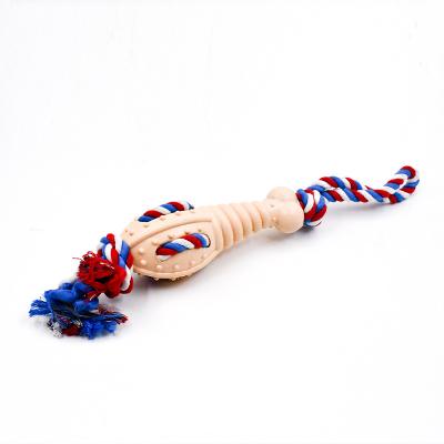 China Wholesale Viable Cotton Rubber Rope Bite Pet Dog Interactive Puppy Tug Chew Toy for sale