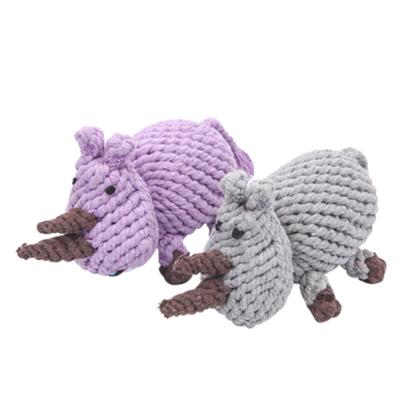 China Dogs Rhinoceros Animal Shape Soft Cotton Rope Pet Toy For Dog And Puppy for sale