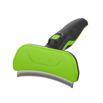 China Viable Self Cleaning Pet Deshedding Tool Dog And Cat Hair Fur Grooming Shedding Comb for sale