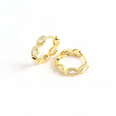 China Trendy Fashion Hooks Vintage Custom Clip On Earring Luxury Zircon 925 Sterling Silver Yellow Gold Diamond Gemstone Circle Filled Earings for sale