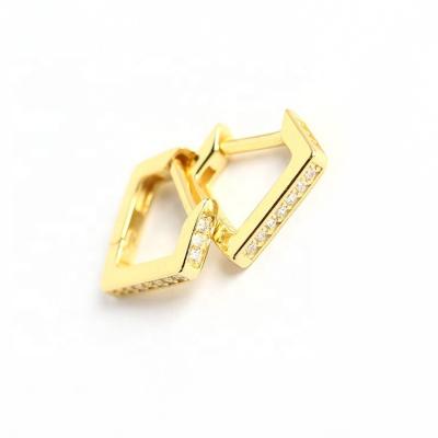 China hooks vintage zircon engagement wedding clip on earring custom fashion heart sterling silver yellow gold plated circle earrings EC92502 for sale